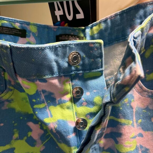 Wild Fable Blue and Pink Paint-Splatter Jean Shorts NWOT #DO204 - Picture 3 of 8